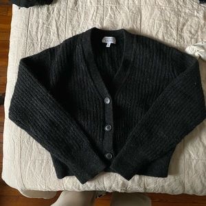 & Other Stories Mohair Ribbed Cardigan in Charcoal